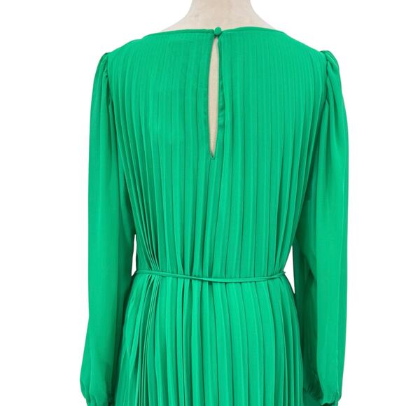 Torrid NWT Kelly Green Chiffon Accordion Pleated Long Sleeve A-line Mini Dress - Picture 11 of 16